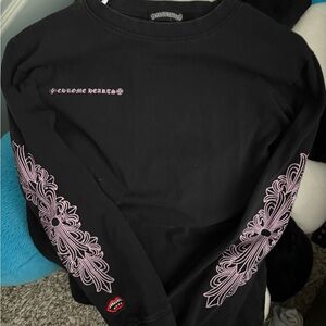 Chrome Hearts Black Shirt with Pink Logo